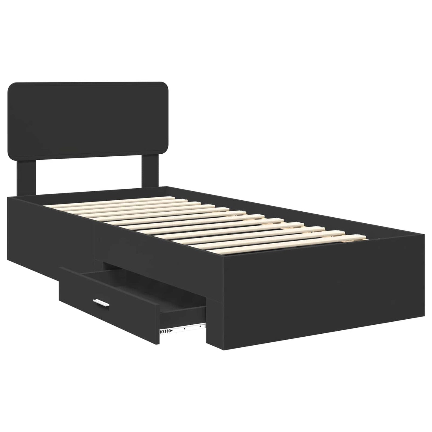 vidaXL Bed Frame with Headboard Black 75 x 190 cm Engineered Wood