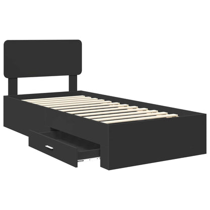 vidaXL Bed Frame with Headboard Black 75 x 190 cm Engineered Wood