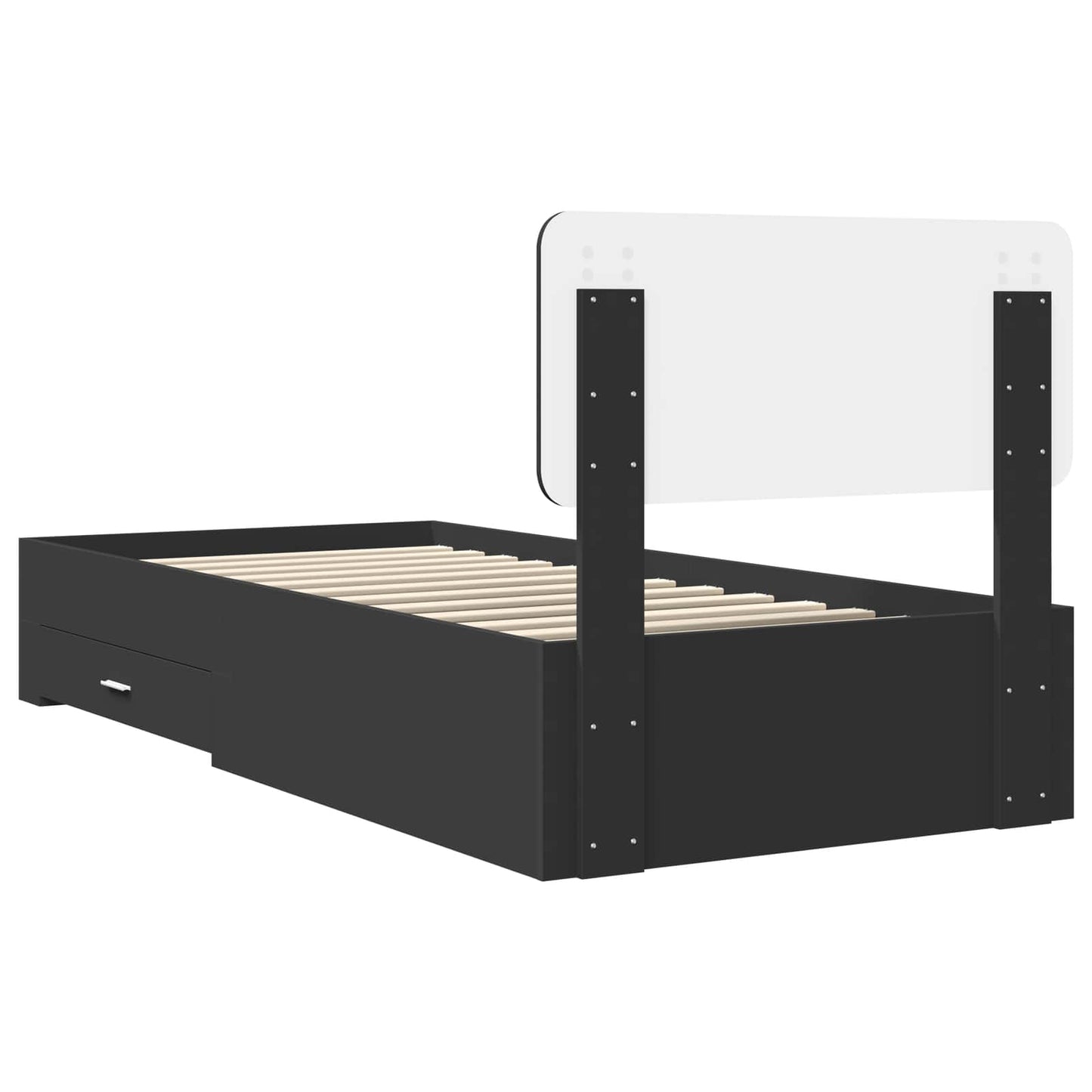 vidaXL Bed Frame with Headboard Black 75 x 190 cm Engineered Wood