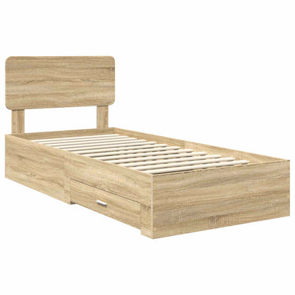 vidaXL Bed Frame with Headboard Sonoma Oak 75 x 190 cm Engineered Wood
