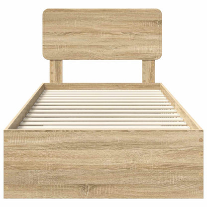 vidaXL Bed Frame with Headboard Sonoma Oak 75 x 190 cm Engineered Wood