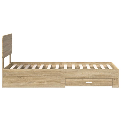 vidaXL Bed Frame with Headboard Sonoma Oak 75 x 190 cm Engineered Wood