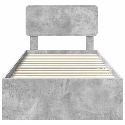 vidaXL Bed Frame with Drawer Concrete Grey 70 x 190 cm Engineered Wood