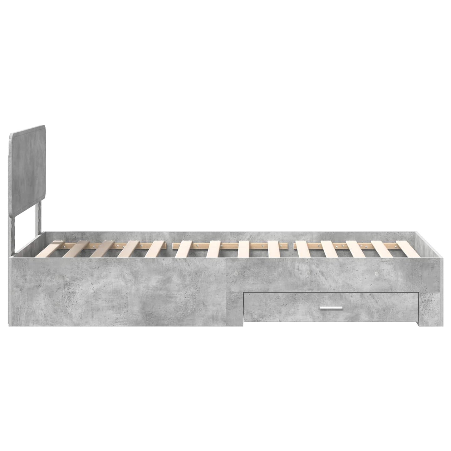 vidaXL Bed Frame with Drawer Concrete Grey 70 x 190 cm Engineered Wood