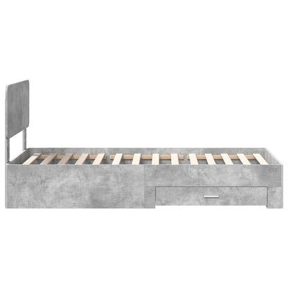 vidaXL Bed Frame with Drawer Concrete Grey 70 x 190 cm Engineered Wood