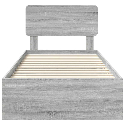 vidaXL Bed Frame with Drawer Grey Sonoma 75 x 190 cm Engineered Wood