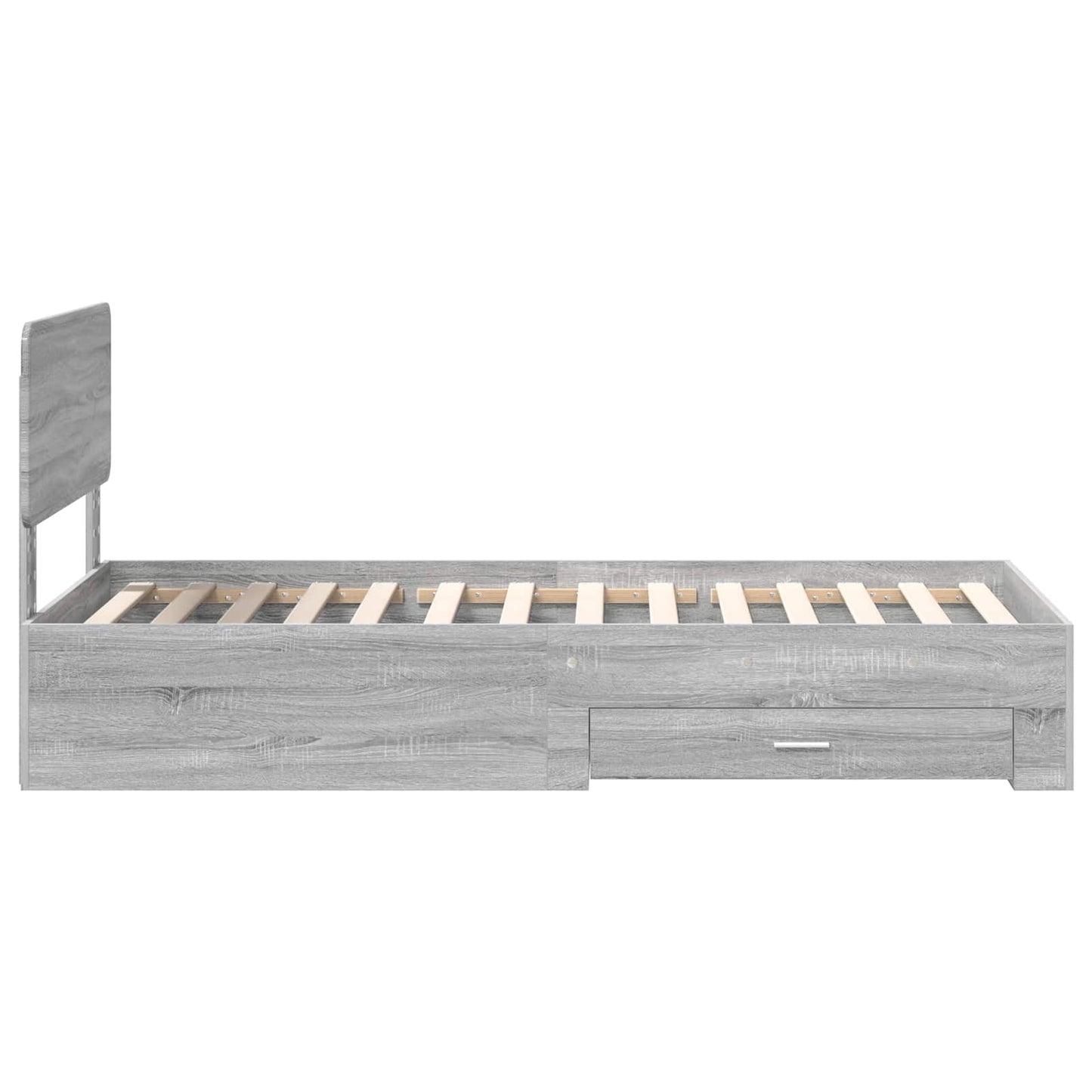 vidaXL Bed Frame with Drawer Grey Sonoma 75 x 190 cm Engineered Wood