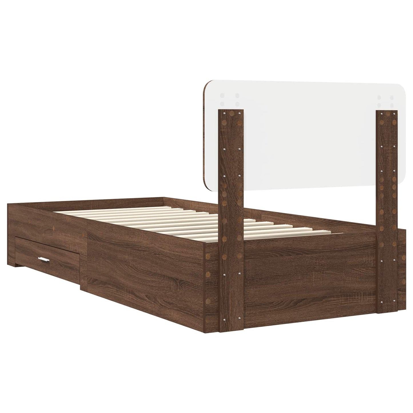 vidaXL Bed Frame with Headboard Brown Oak 75 x 190 cm Engineered Wood