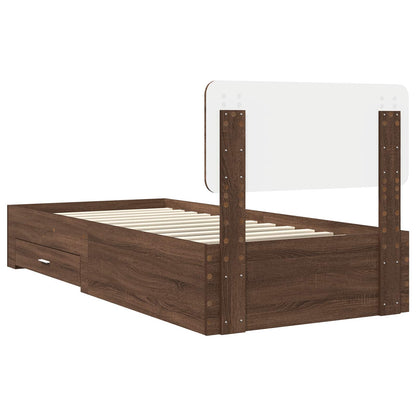 vidaXL Bed Frame with Headboard Brown Oak 75 x 190 cm Engineered Wood