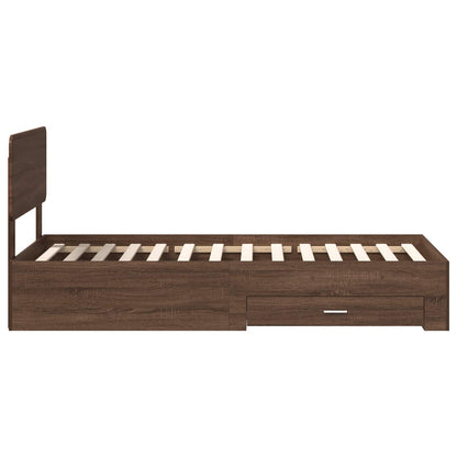 vidaXL Bed Frame with Headboard Brown Oak 75 x 190 cm Engineered Wood
