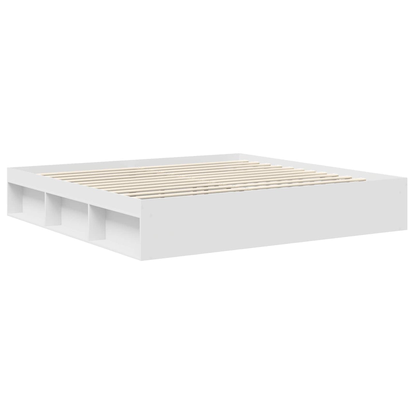 vidaXL Bed Frame with Headboard White 200 x 200 cm Solid Pine Wood