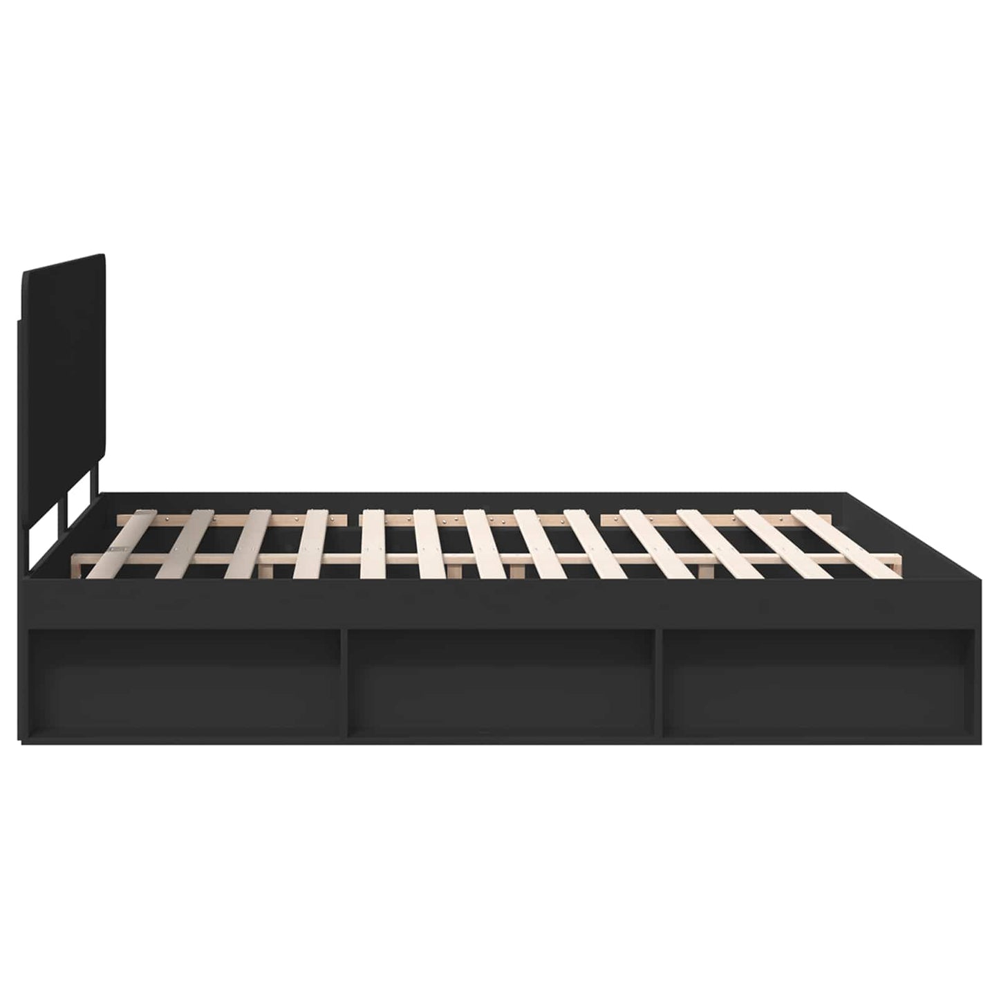 vidaXL Bed Frame with Headboard Black 200 x 200 cm Solid Pine Wood