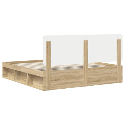 vidaXL Bed Frame with Headboard Sonoma 200 x 200 cm Solid Pine Wood