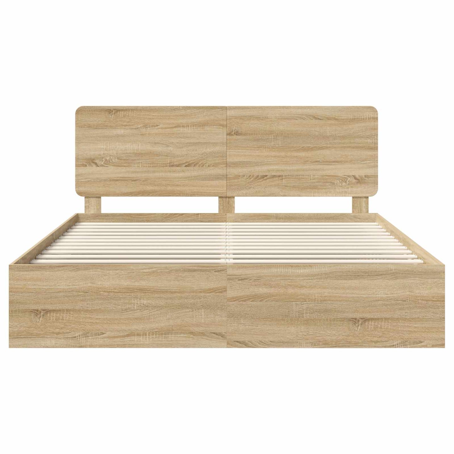 vidaXL Bed Frame with Headboard Sonoma 200 x 200 cm Solid Pine Wood