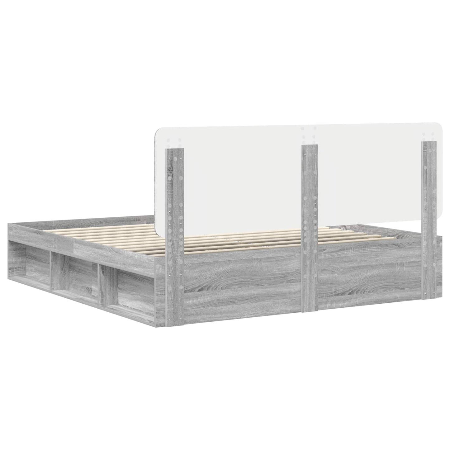 vidaXL Bed Frame Grey Sonoma 200 x 200 cm Solid Pine Wood