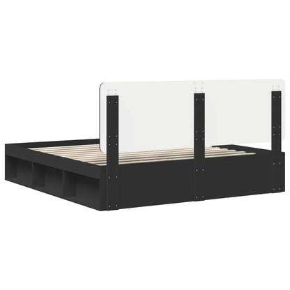 vidaXL Bed Frame with Headboard Black 180 x 200 cm Solid Pine Wood
