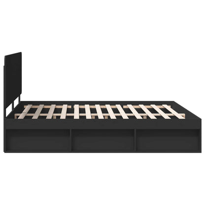 vidaXL Bed Frame with Headboard Black 180 x 200 cm Solid Pine Wood