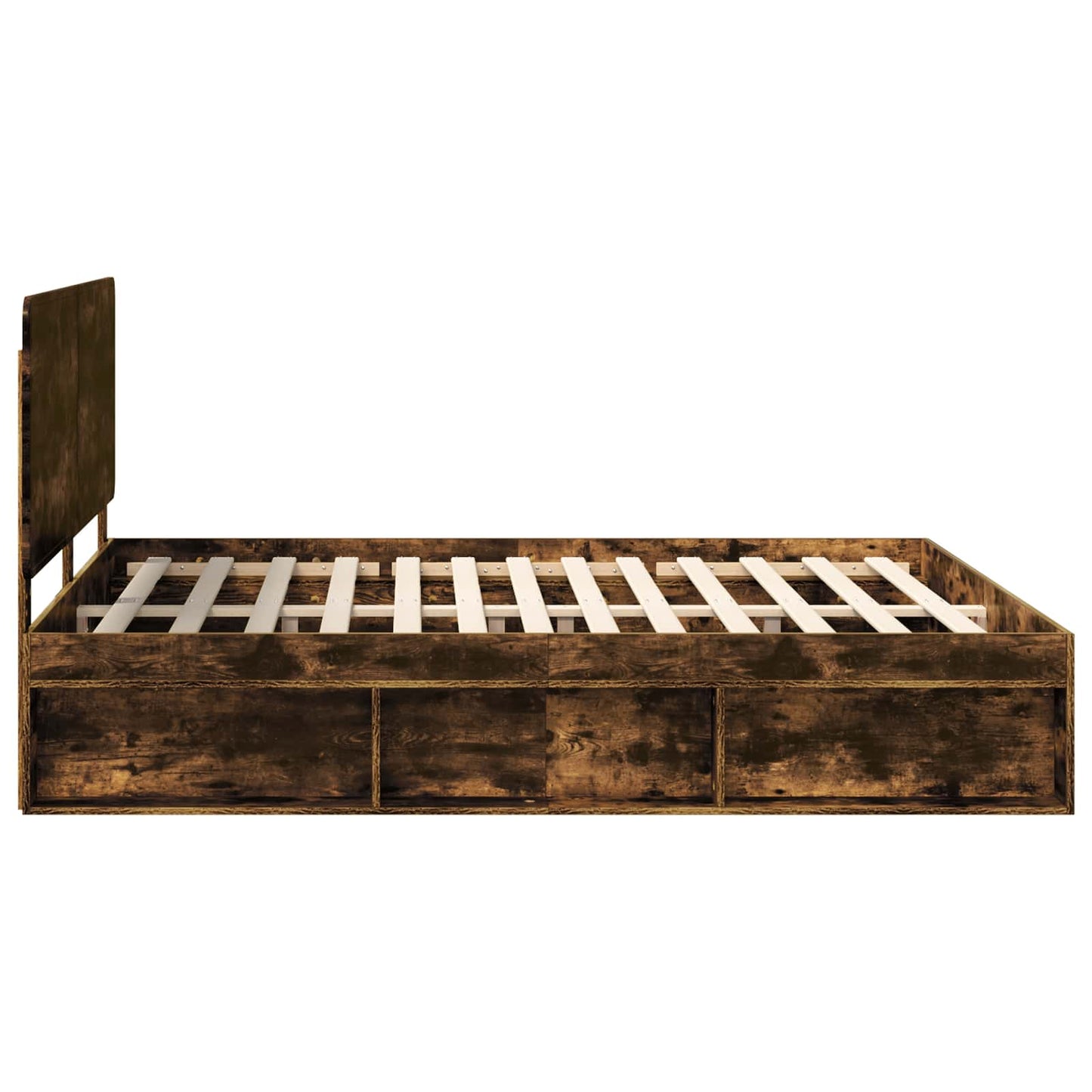 vidaXL Bed Frame Smoked Oak 180 x 200 cm Solid Pine Wood