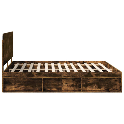 vidaXL Bed Frame Smoked Oak 180 x 200 cm Solid Pine Wood