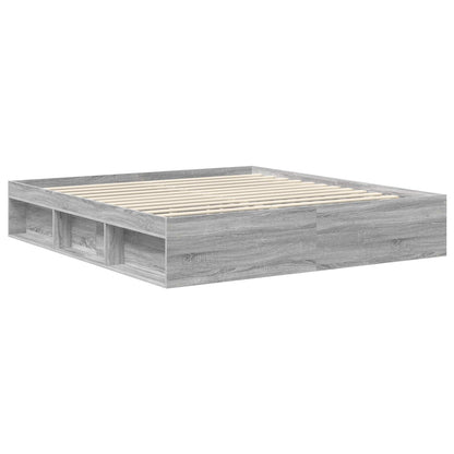 vidaXL Bed Frame Grey Sonoma 180 x 200 cm Solid Pine Wood