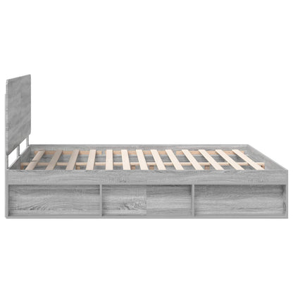 vidaXL Bed Frame Grey Sonoma 180 x 200 cm Solid Pine Wood