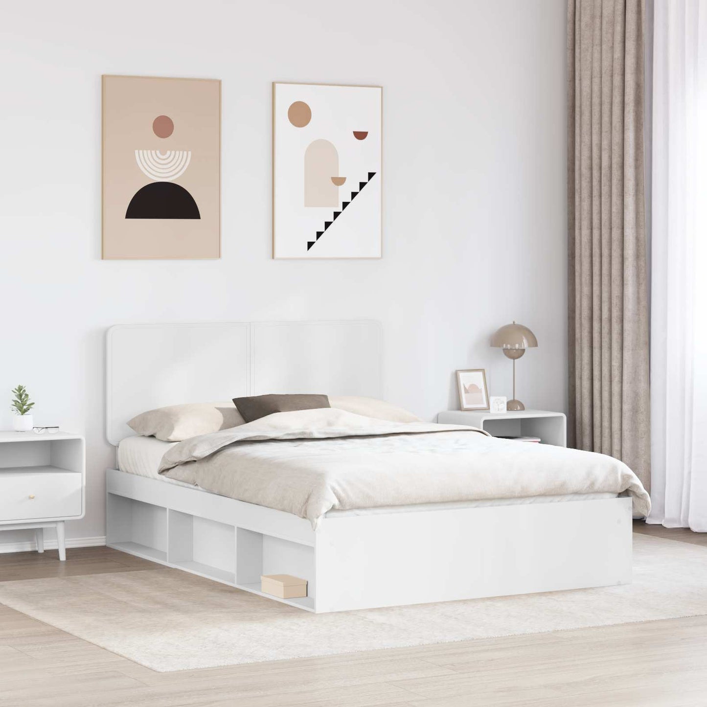 vidaXL Bed Frame with Headboard White 160 x 200 cm Solid Pine Wood