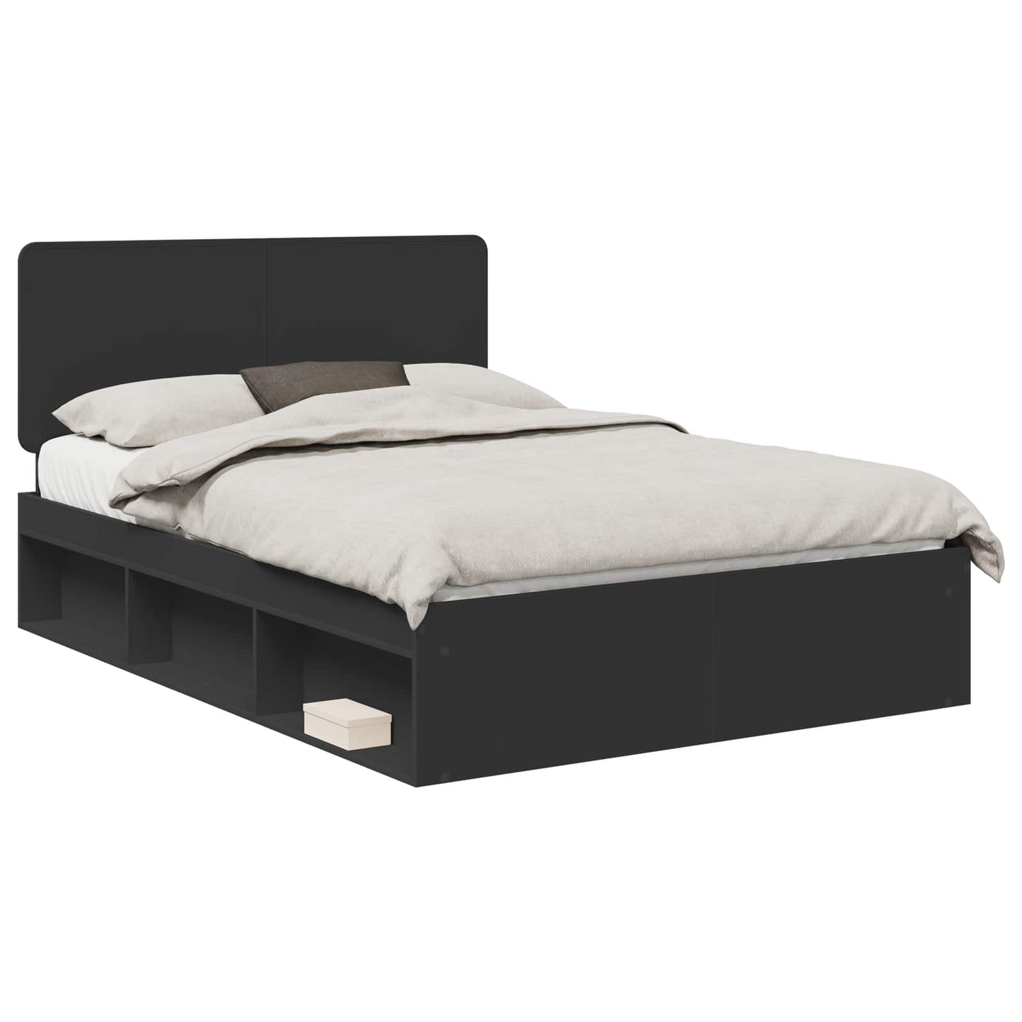 vidaXL Bed Frame with Headboard Black 160 x 200 cm Solid Pine Wood