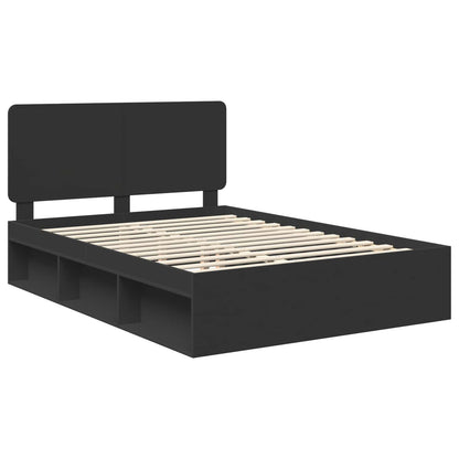 vidaXL Bed Frame with Headboard Black 160 x 200 cm Solid Pine Wood