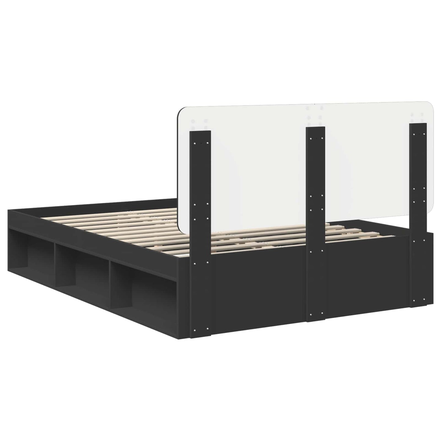 vidaXL Bed Frame with Headboard Black 160 x 200 cm Solid Pine Wood