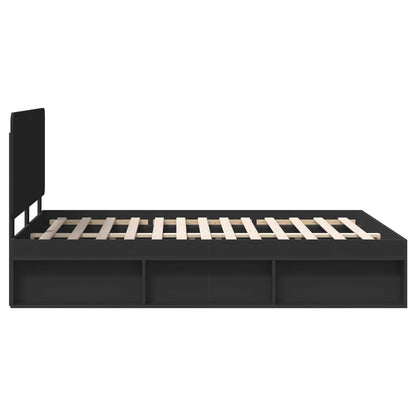 vidaXL Bed Frame with Headboard Black 160 x 200 cm Solid Pine Wood
