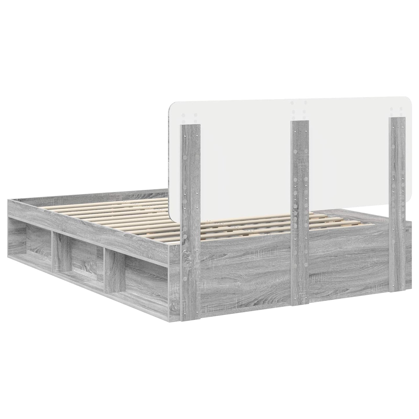 vidaXL Bed Frame Grey Sonoma 160 x 200 cm Solid Pine Wood