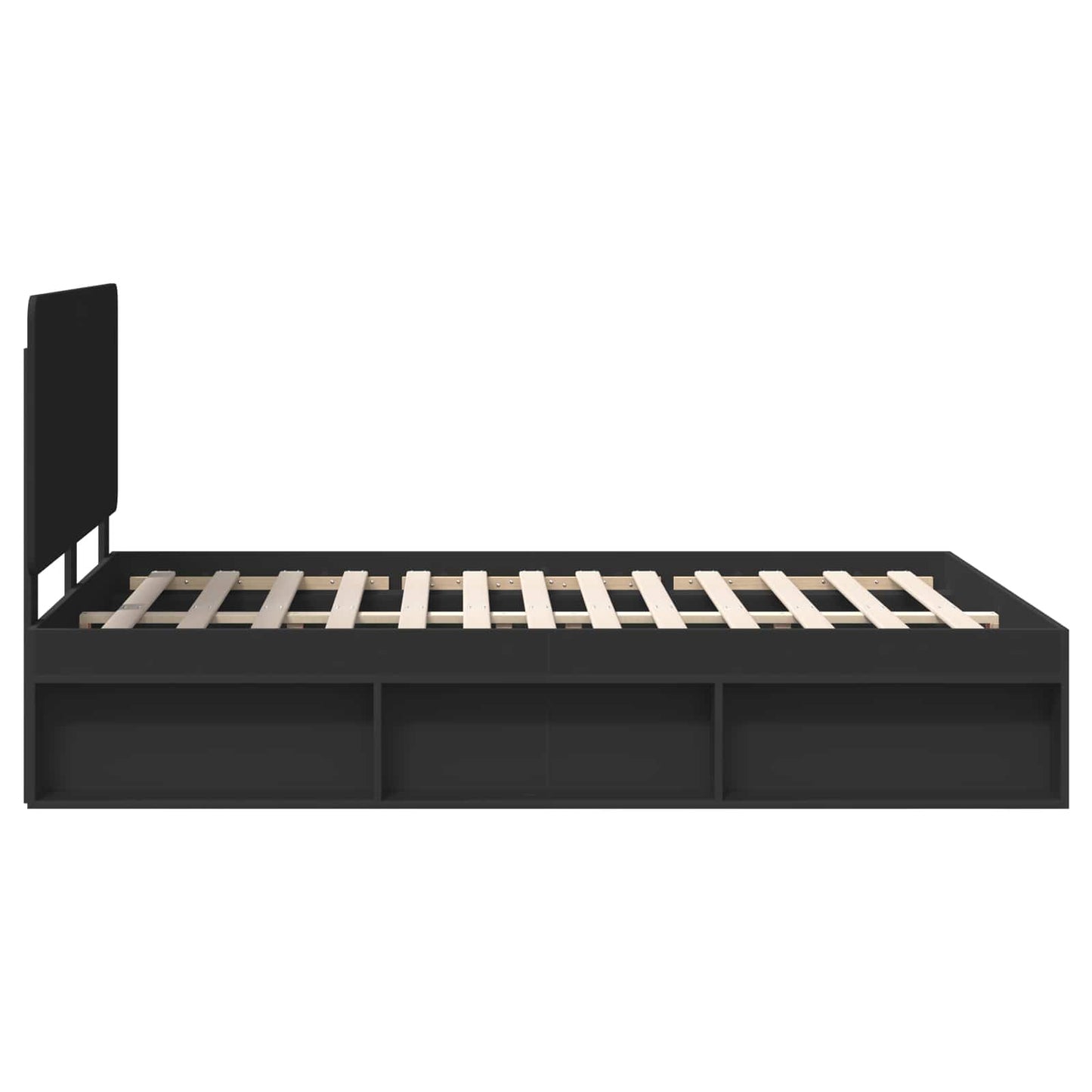 vidaXL Bed Frame with Headboard Black 150 x 200 cm Solid Pine Wood