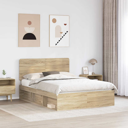 vidaXL Bed Frame Sonoma Oak 150 x 200 cm Solid Pine Wood