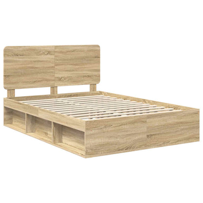 vidaXL Bed Frame Sonoma Oak 150 x 200 cm Solid Pine Wood
