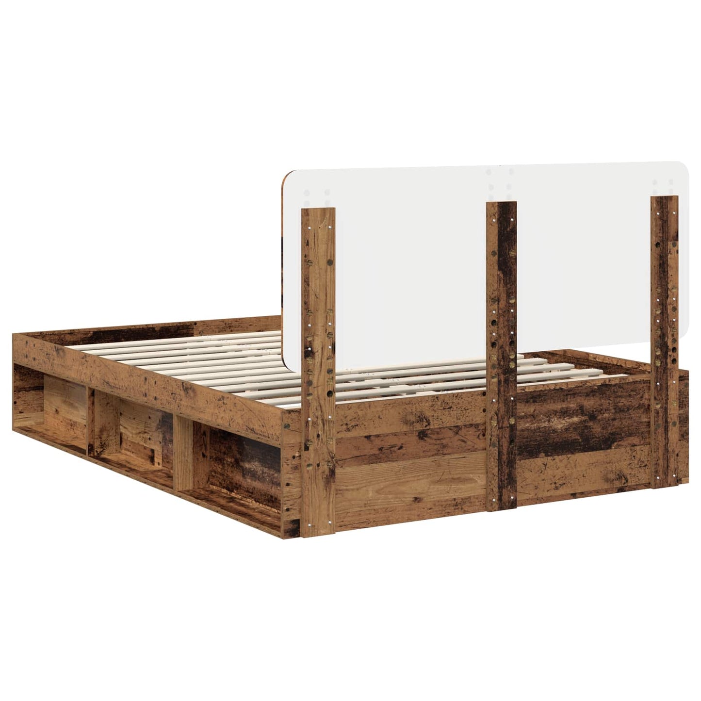 vidaXL Bed Frame with Headboard Old Wood 150 x 200 cm Solid Pine Wood
