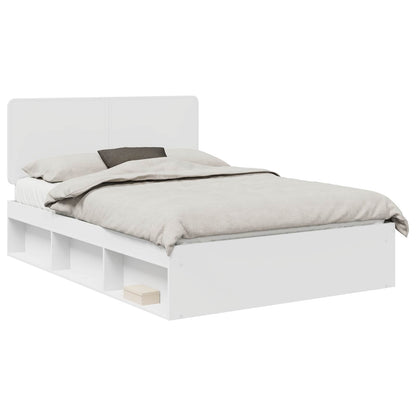 vidaXL Bed Frame with Headboard White 140 x 200 cm Solid Pine Wood