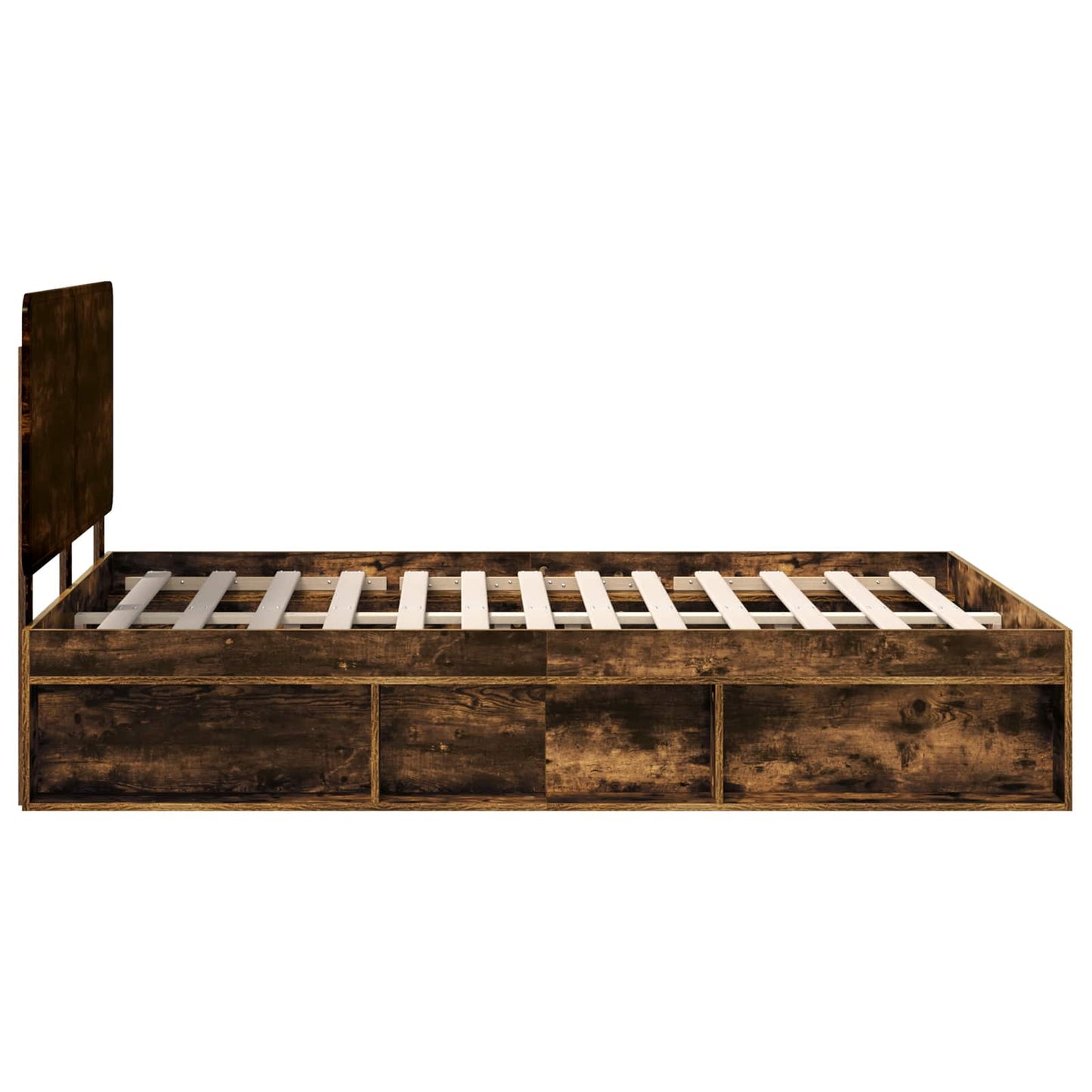 vidaXL Bed Frame Smoked Oak 140 x 200 cm Solid Pine Wood