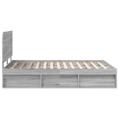 vidaXL Bed Frame Grey Sonoma 140 x 200 cm Solid Pine Wood
