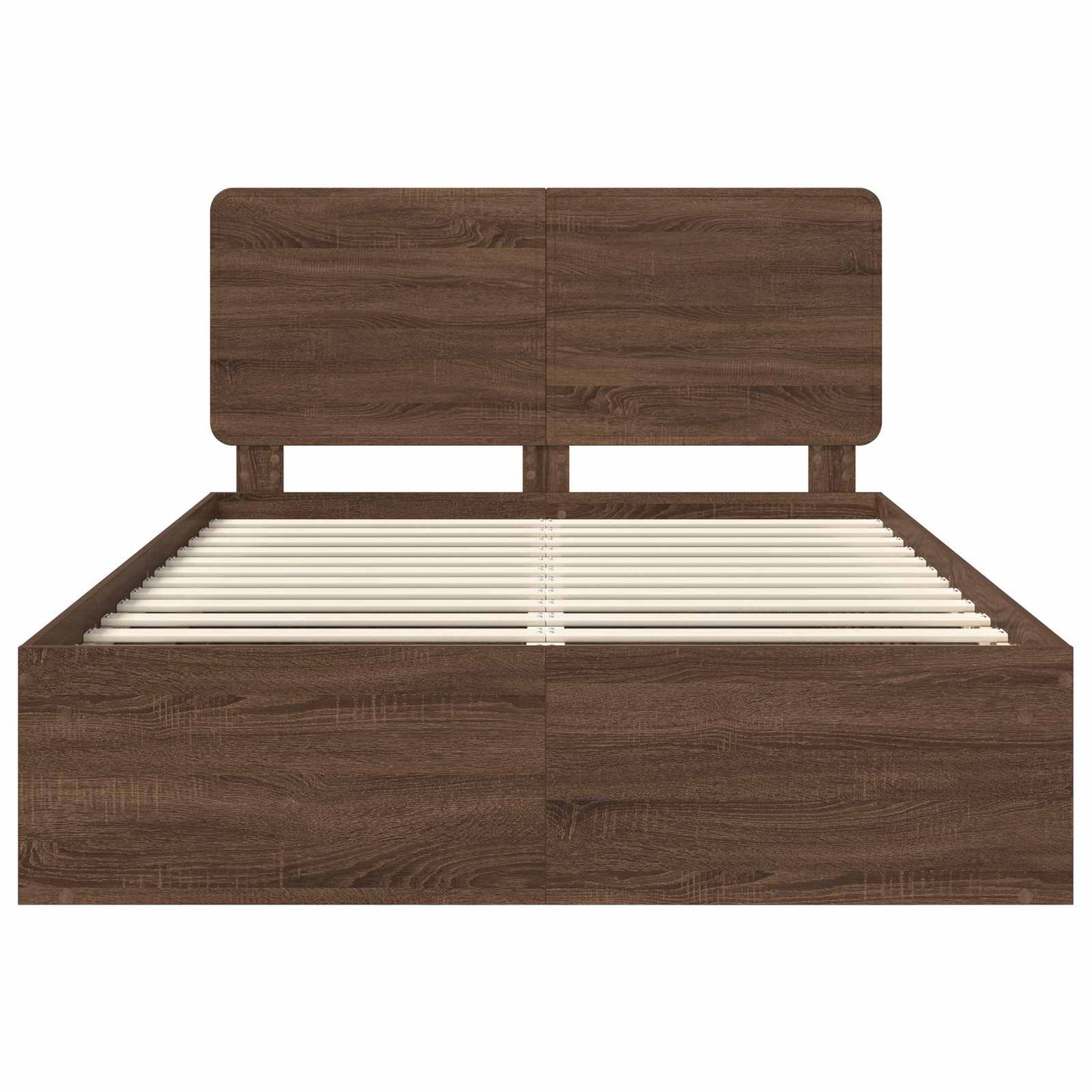 vidaXL Bed Frame with Headboard Brown Oak 140 x 200 cm Solid Pine Wood
