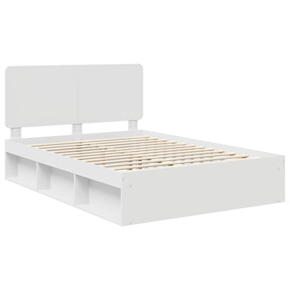 vidaXL Bed Frame with Headboard White 140 x 190 cm Solid Pine Wood