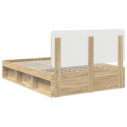 vidaXL Bed Frame with Headboard Sonoma 140 x 190 cm Solid Pine Wood