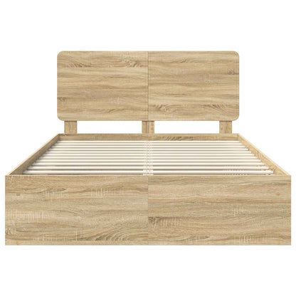 vidaXL Bed Frame with Headboard Sonoma 140 x 190 cm Solid Pine Wood