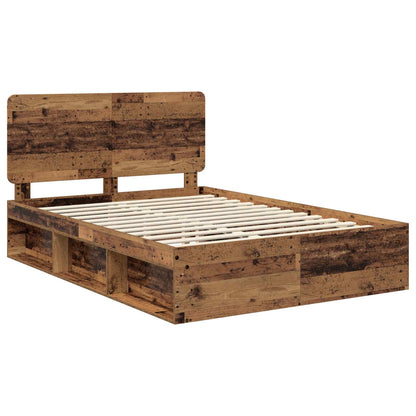 vidaXL Bed Frame with Headboard Old Wood 140 x 190 cm Solid Pine Wood