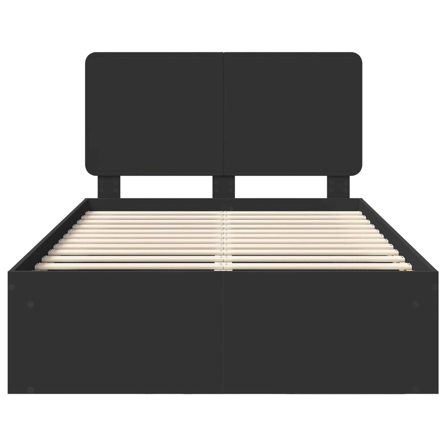 vidaXL Bed Frame with Headboard Black 135 x 190 cm Solid Pine Wood