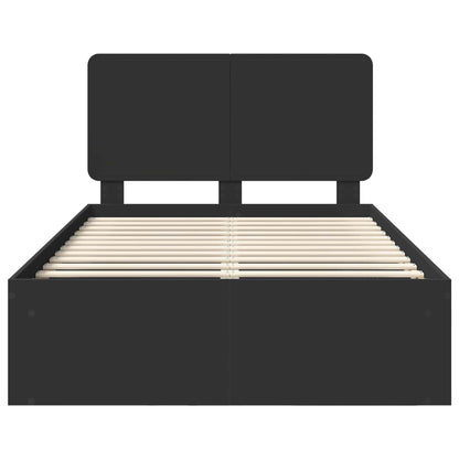 vidaXL Bed Frame with Headboard Black 135 x 190 cm Solid Pine Wood