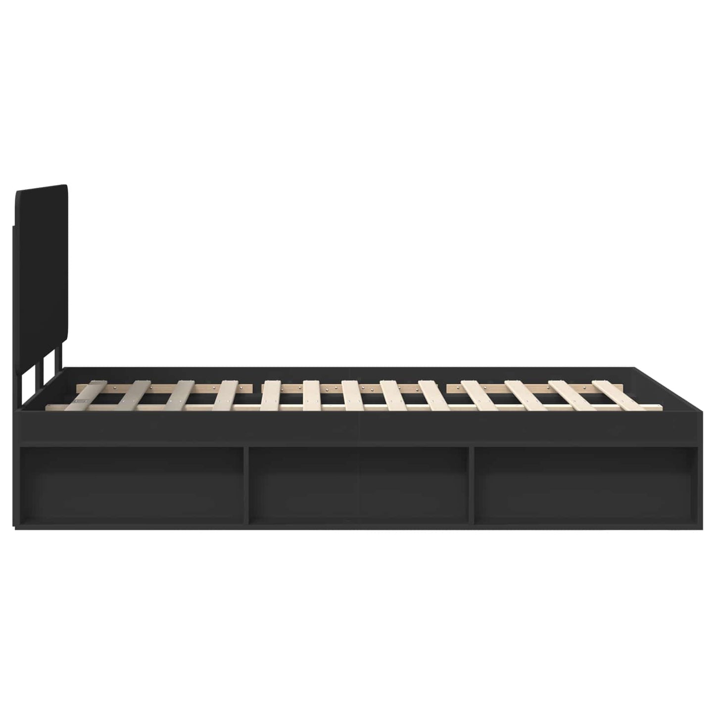 vidaXL Bed Frame with Headboard Black 135 x 190 cm Solid Pine Wood