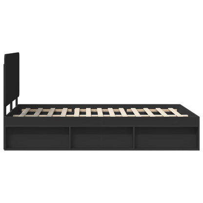 vidaXL Bed Frame with Headboard Black 135 x 190 cm Solid Pine Wood