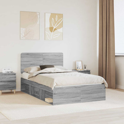 vidaXL Bed Frame Grey Sonoma 135 x 190 cm Solid Pine Wood