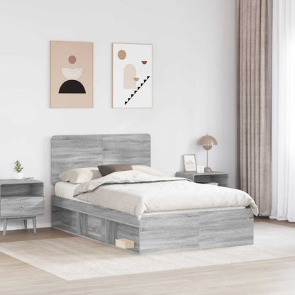 vidaXL Bed Frame Grey Sonoma 135 x 190 cm Solid Pine Wood