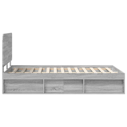 vidaXL Bed Frame Grey Sonoma 135 x 190 cm Solid Pine Wood